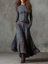 Patricia – Langes Vintage-Wildlederimitatkleid – Bild 9