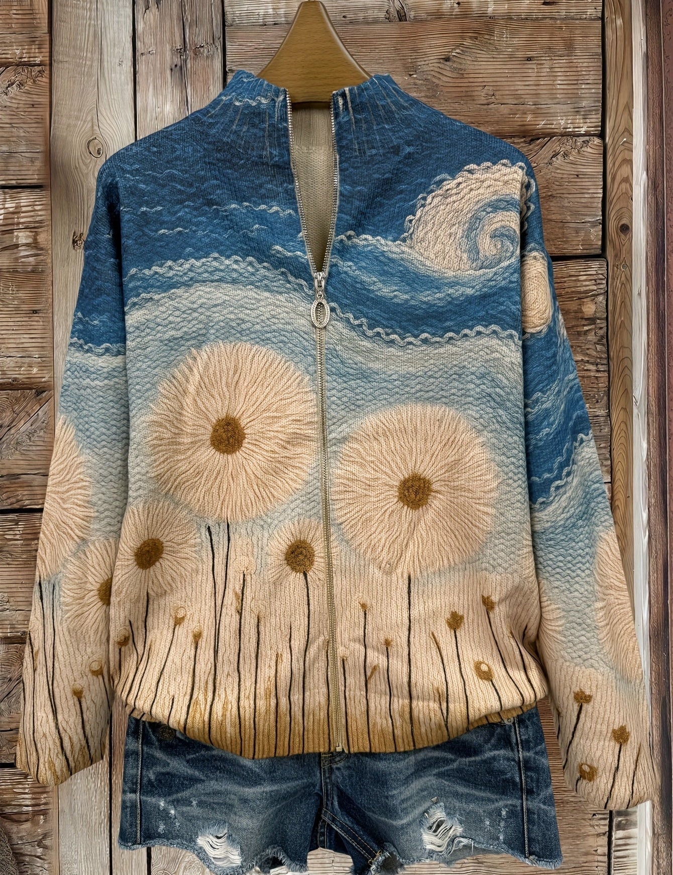 Yolanda | Damen quilted Cardigan mit Reißverschluss – Bild 2