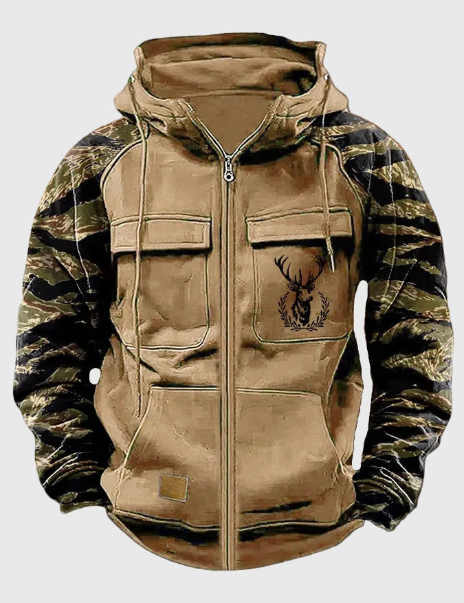Neil | Men's hooded jacket with pockets and drawstring Grün