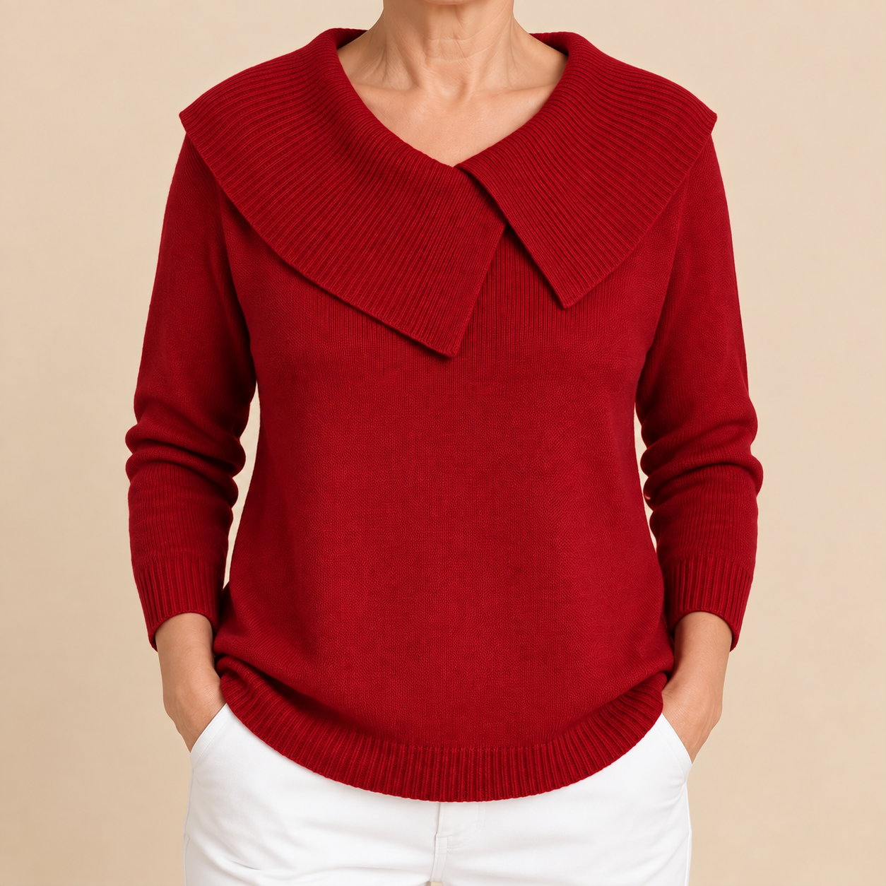 Adela Pullover – Rot – Detailansicht