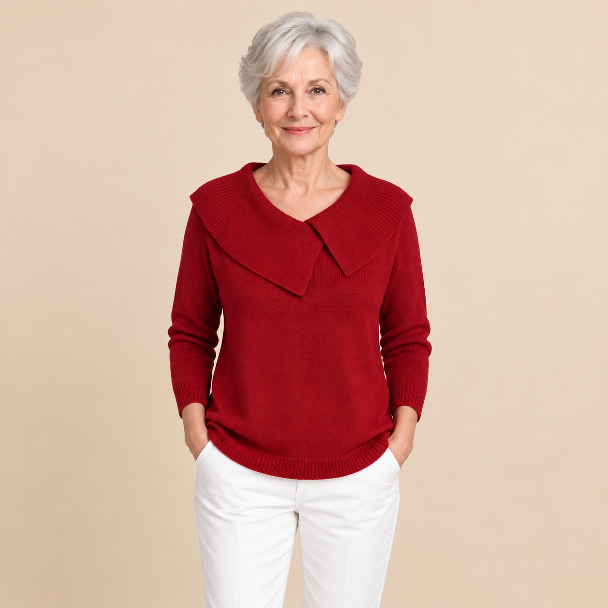 Adela Pullover – Rot – Frontalansicht