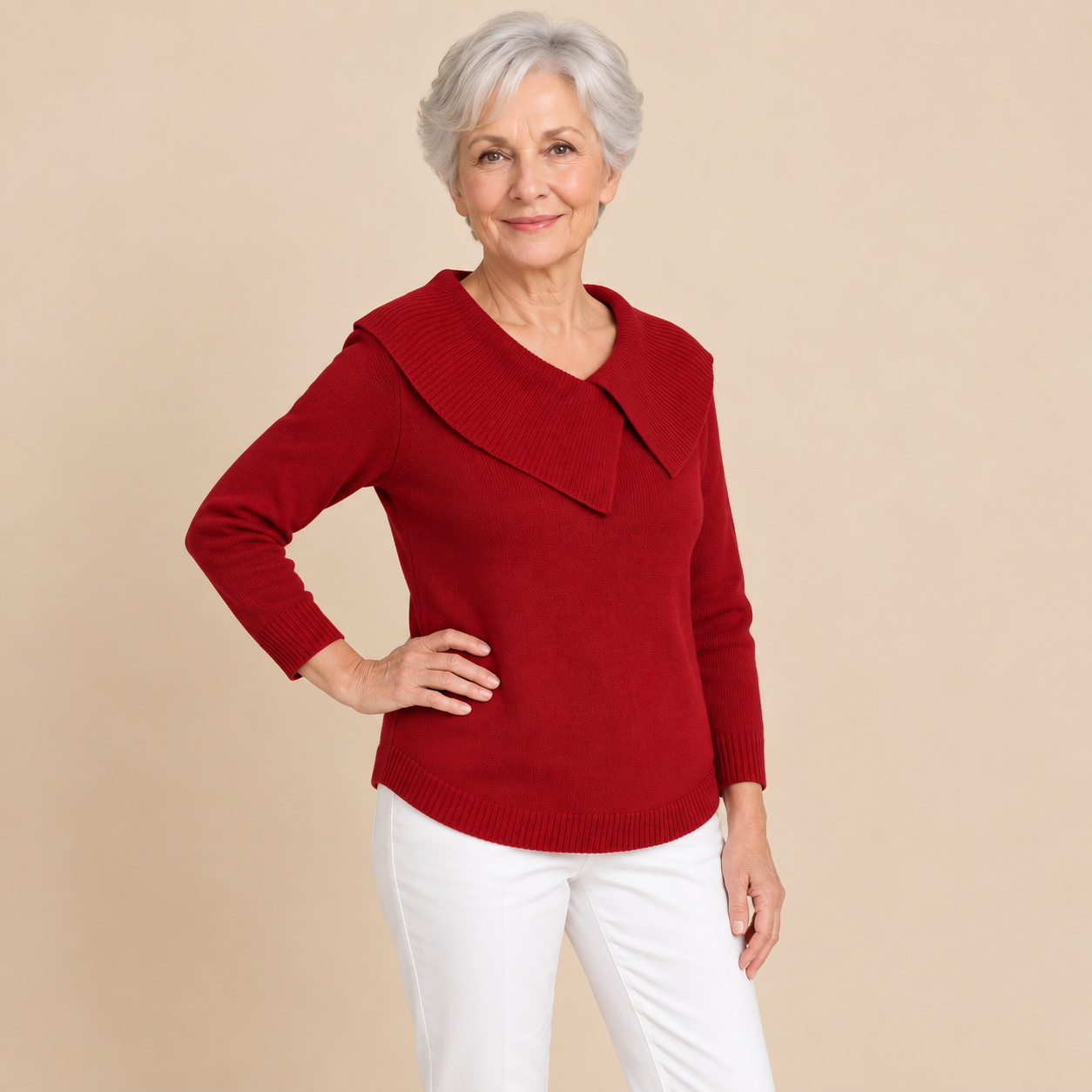 Adela Pullover – Rot – Modelpose