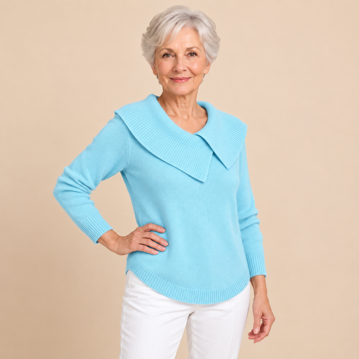 Adela Pullover – Hellblau – Modelpose