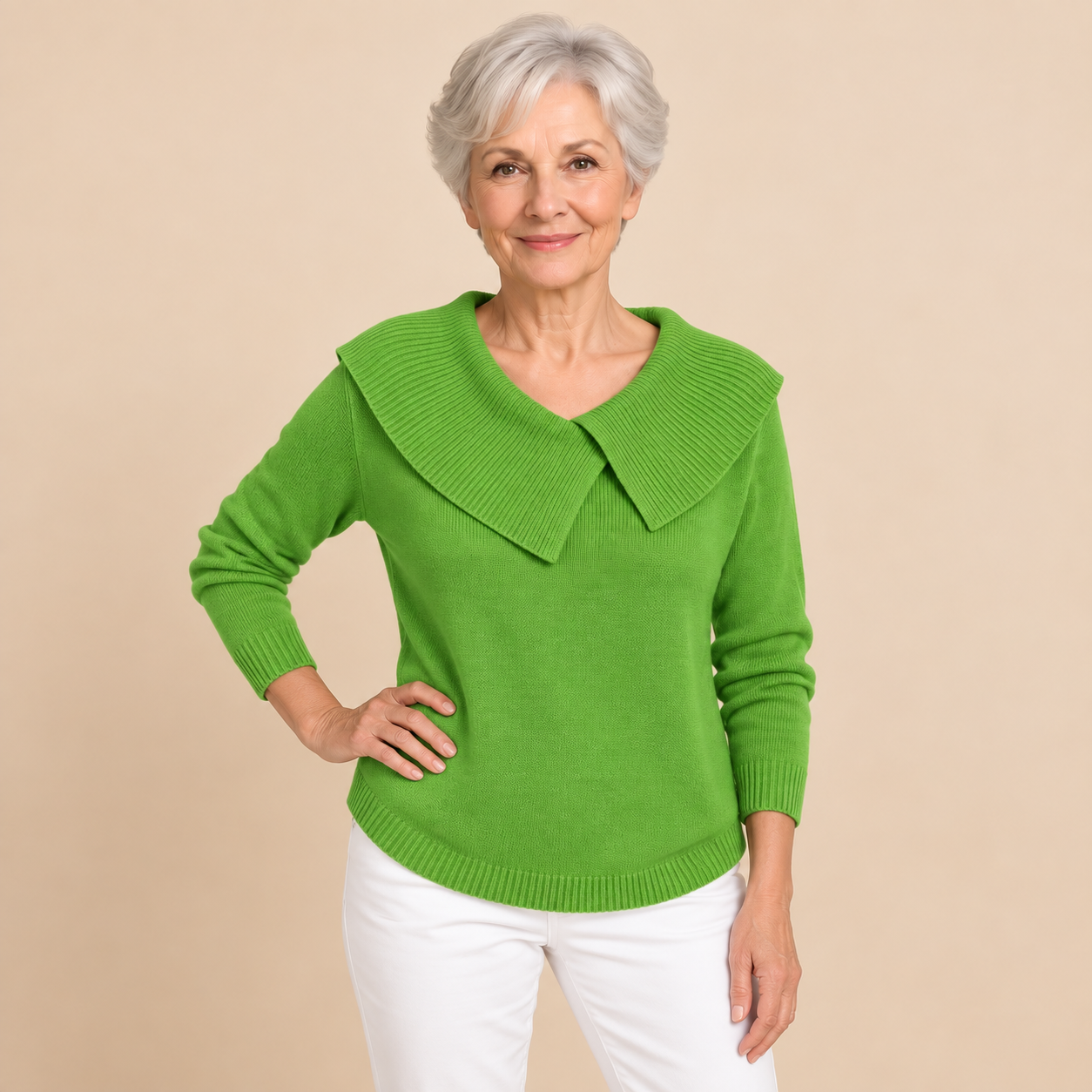 Adela Pullover – Hellgrün – Modelpose