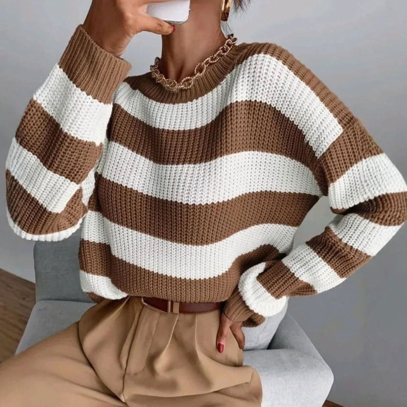 Adelheid | Strickpullover mit Blockstreifen – Bild 1