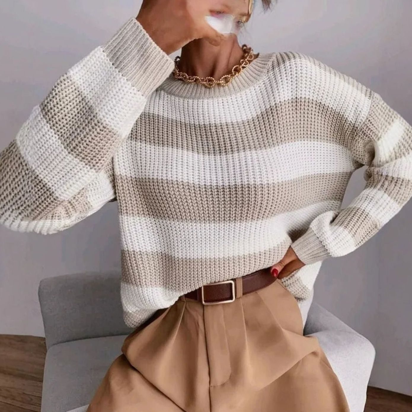 Adelheid | Strickpullover mit Blockstreifen – Bild 2