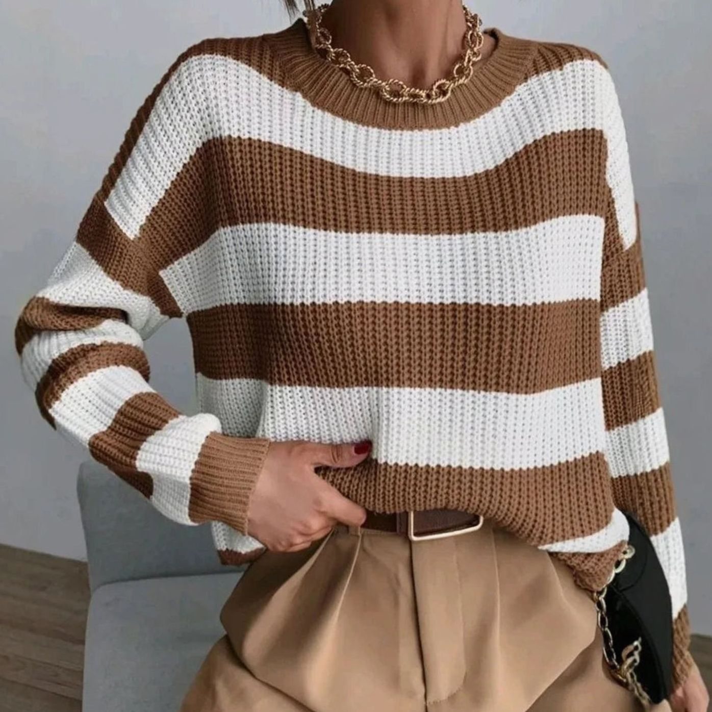 Adelheid | Strickpullover mit Blockstreifen – Bild 3