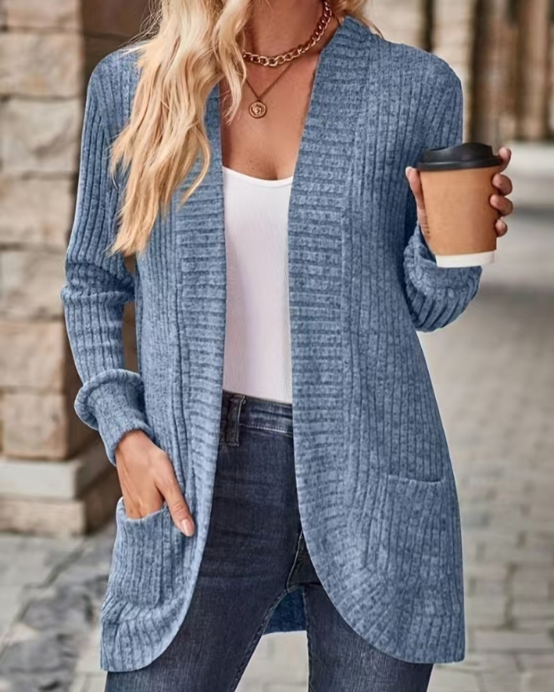 Adie | Langer Cardigan mit Rippstruktur – Bild 3