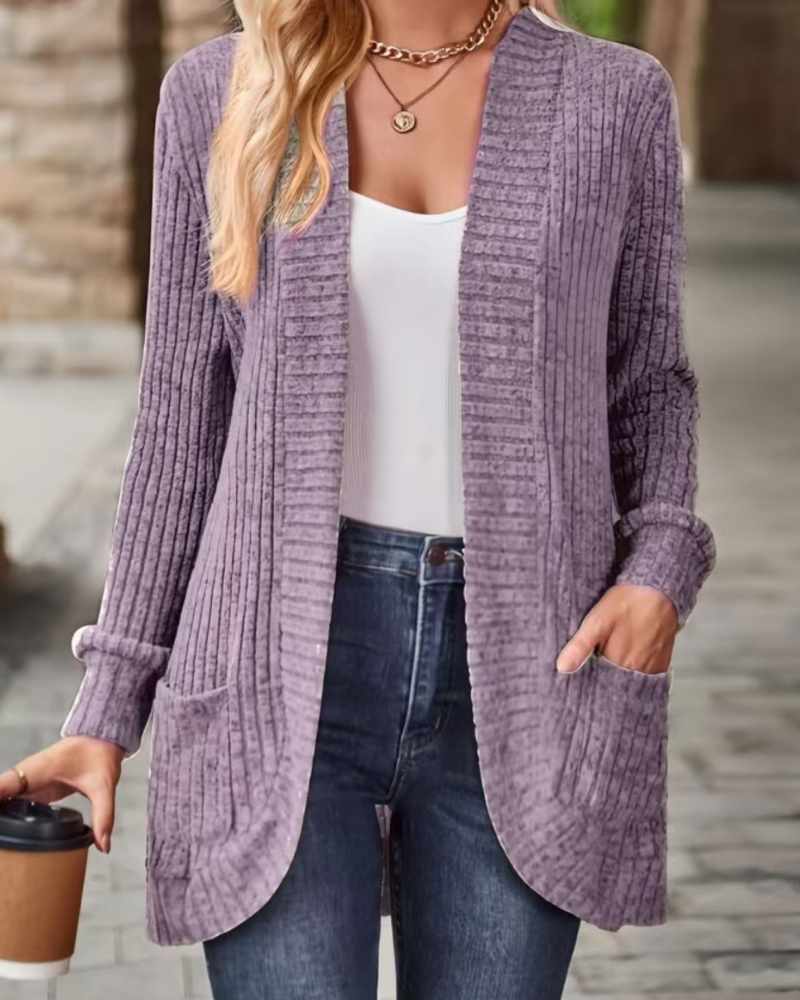 Adie | Langer Cardigan mit Rippstruktur – Bild 4