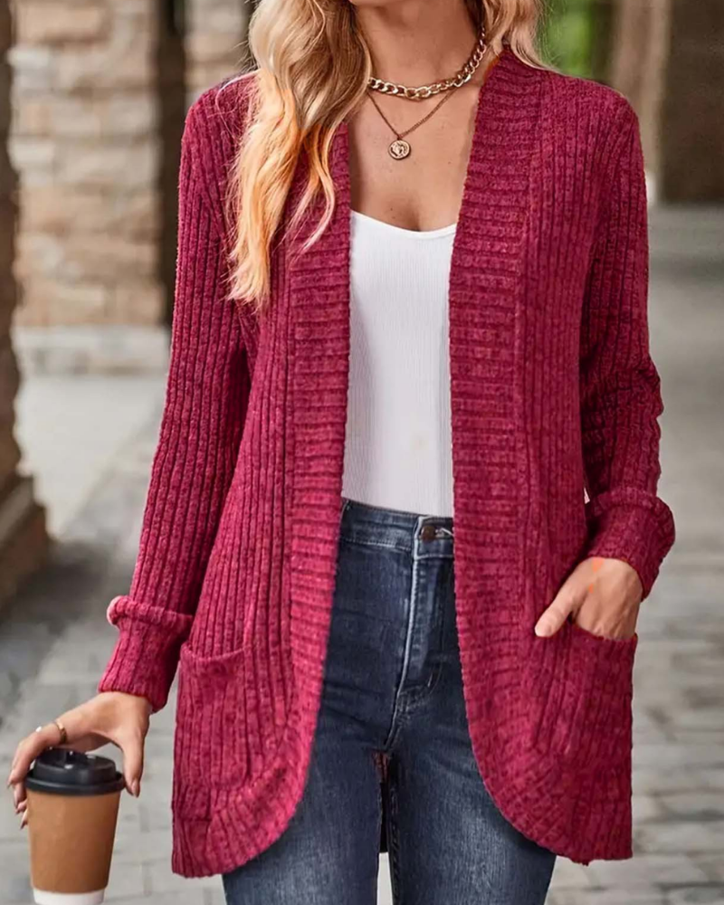 Adie | Langer Cardigan mit Rippstruktur – Bild 5