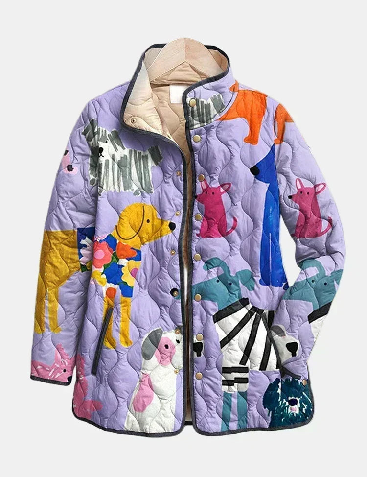 Rhea – Steppjacke mit Hundemuster – Ansicht 1