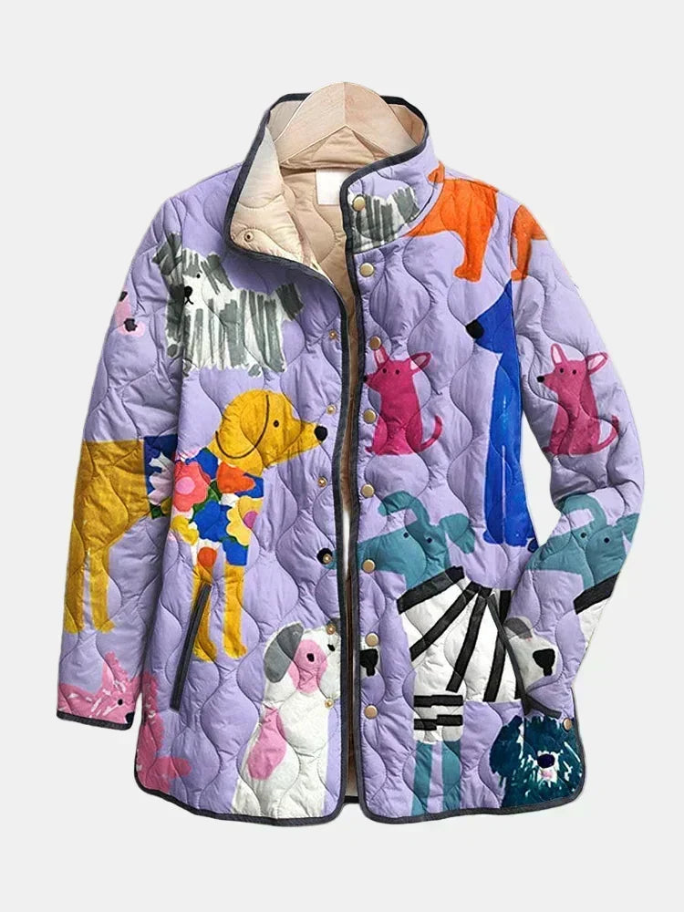 Rhea – Steppjacke mit Hundemuster – Ansicht 1