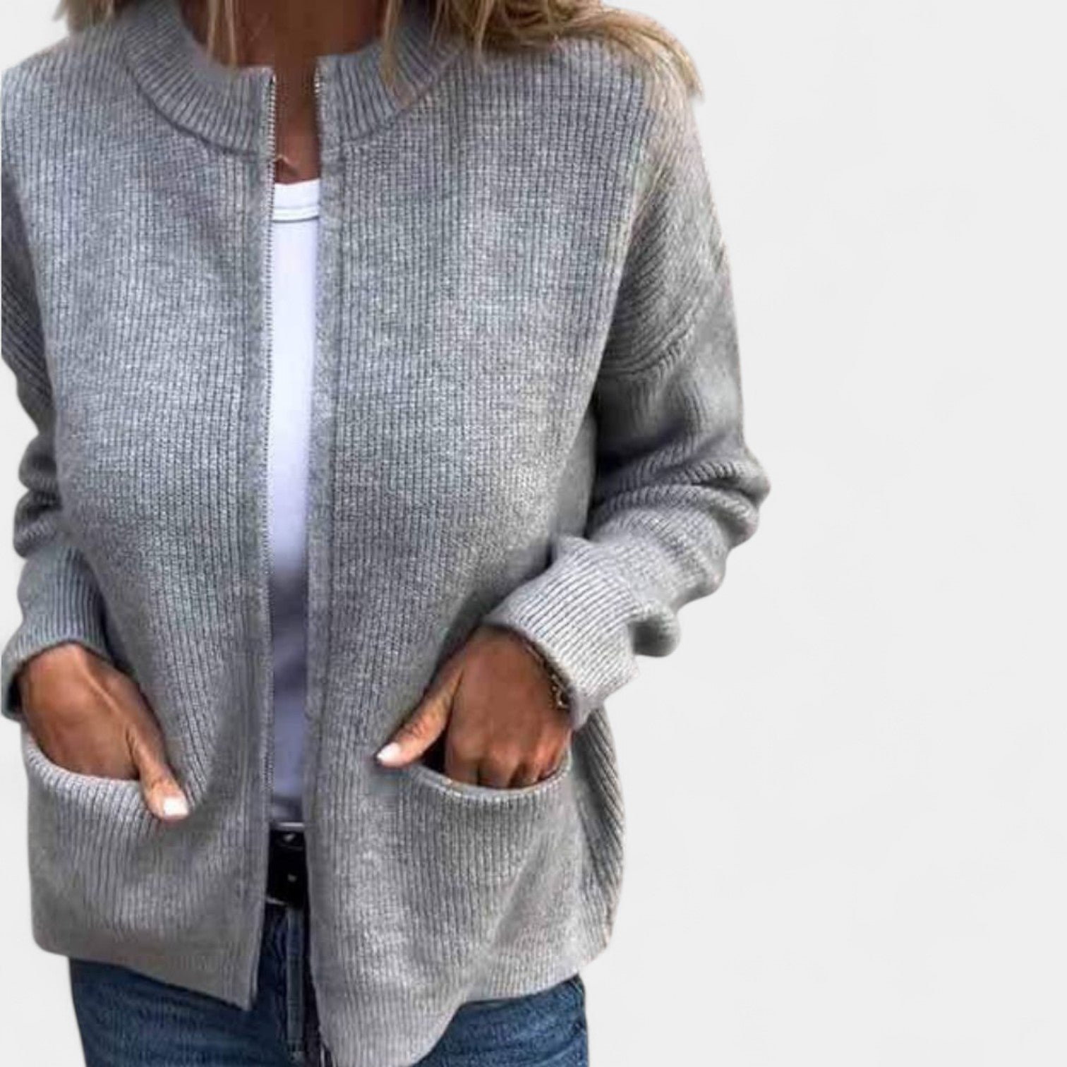 Aino - cardigan tricotat cu croială elegantă - imagine 1