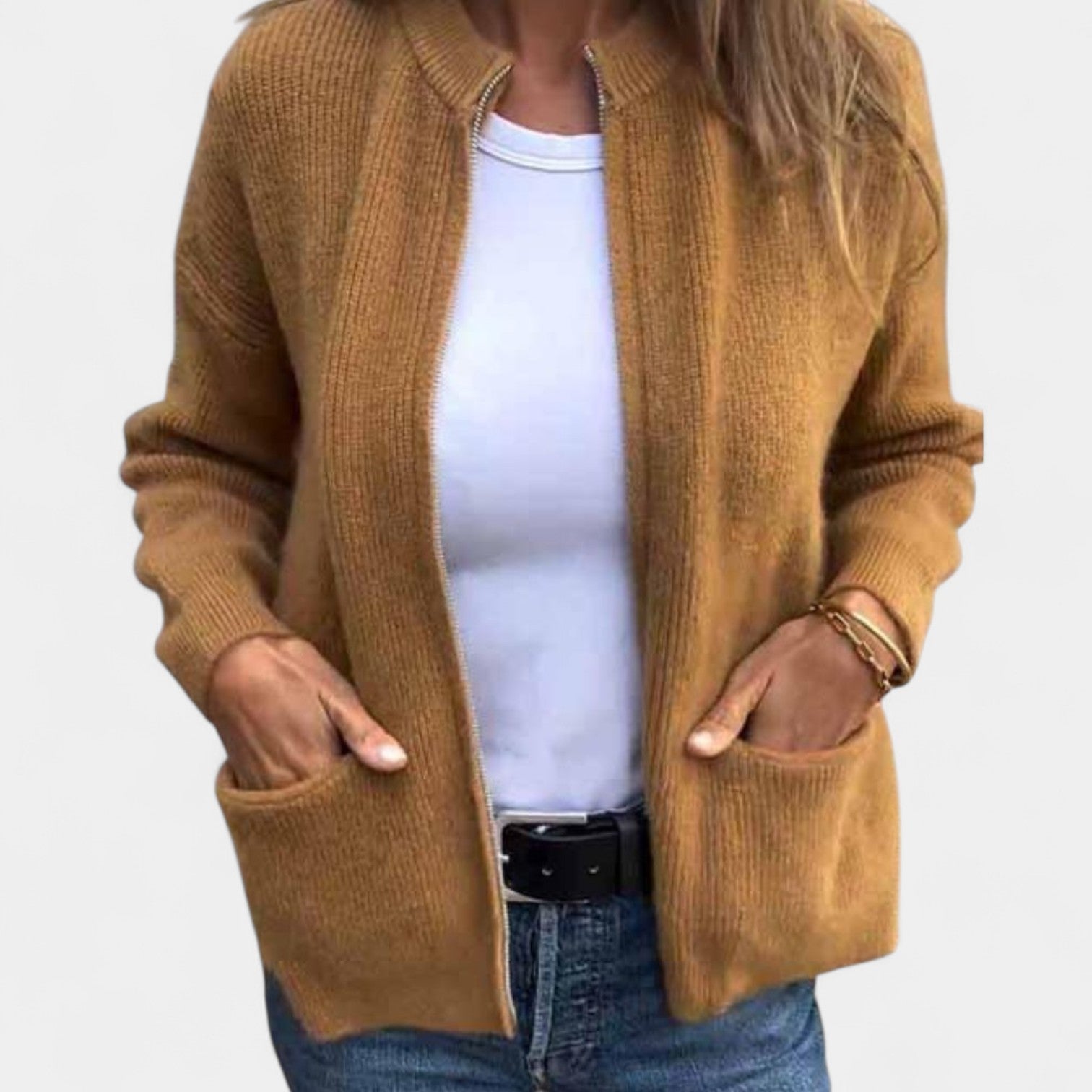 Aino - cardigan tricotat cu croială elegantă - imagine 3