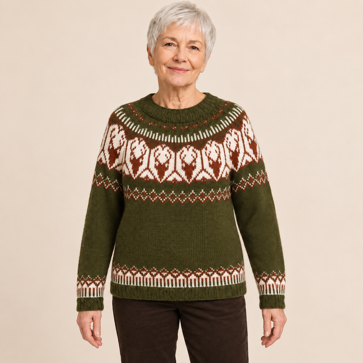 Ana-Andreea – Hirsch-Pullover, alternative Pose