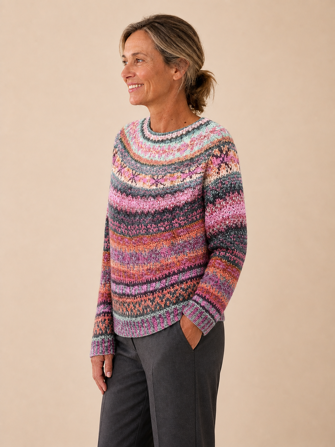Ana-Gabriela pulover multicolor pentru femei - vedere din profil