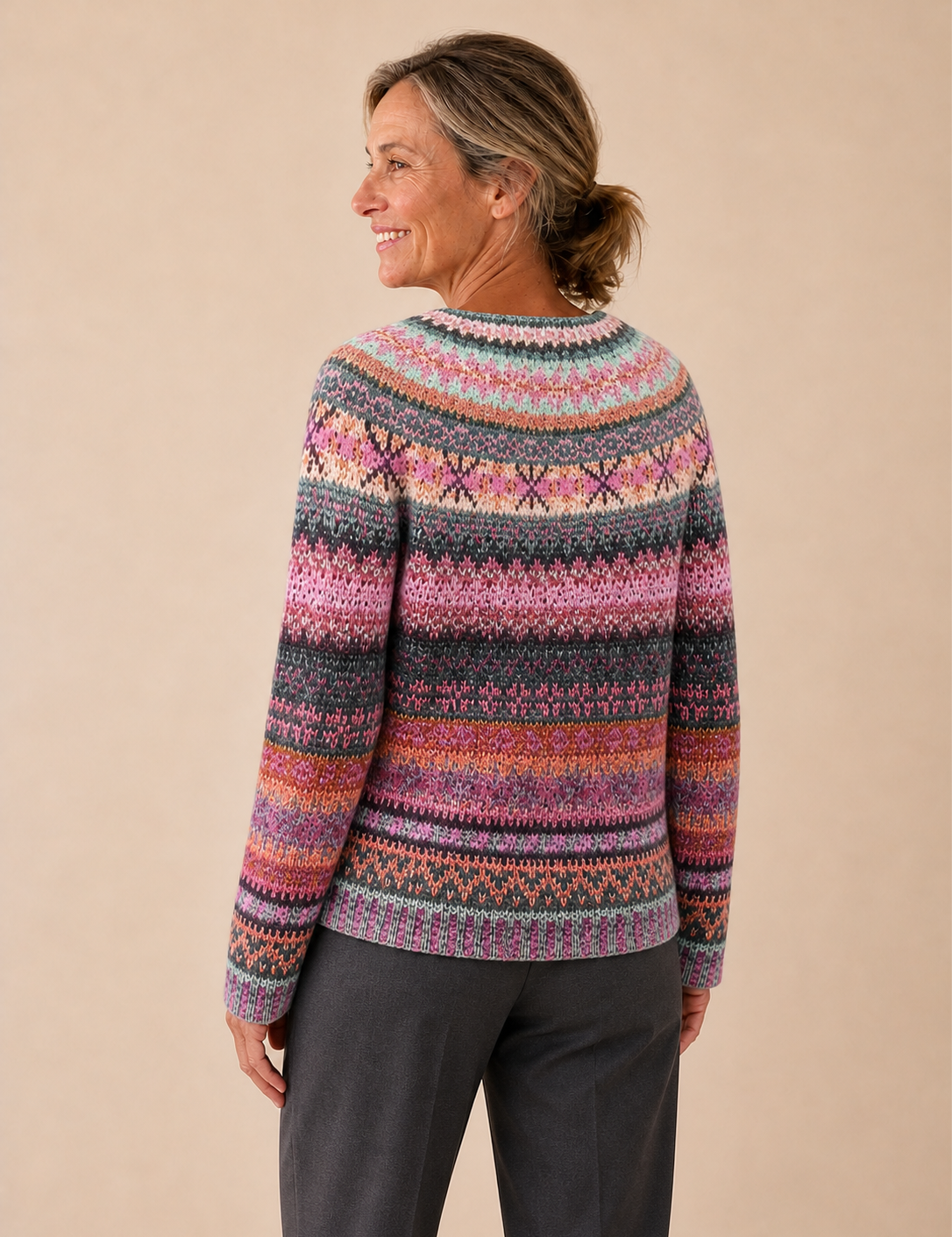 Ana-Gabriela pulover multicolor pentru femei - vedere din spate