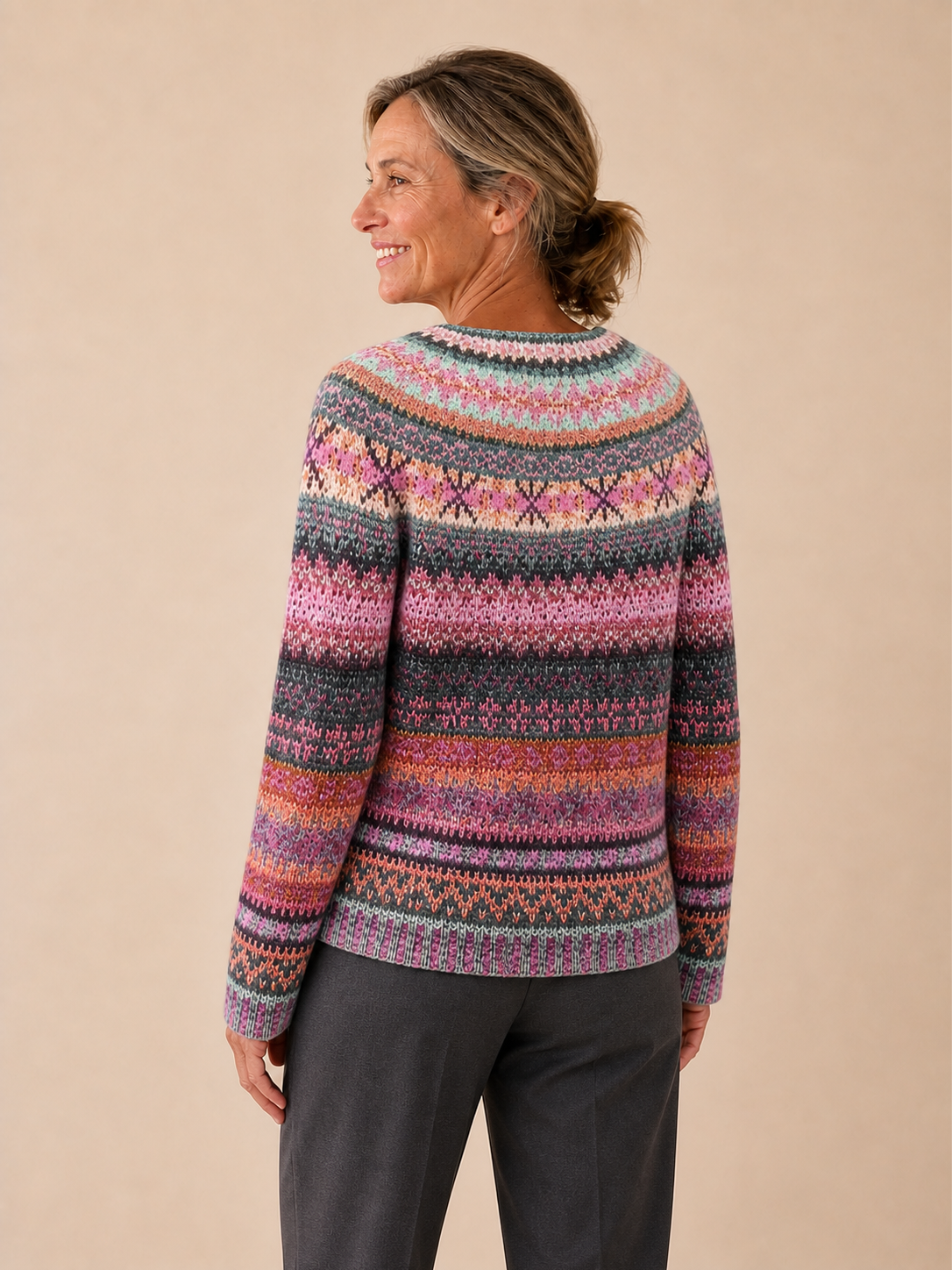 Ana-Gabriela pulover multicolor pentru femei - vedere din spate