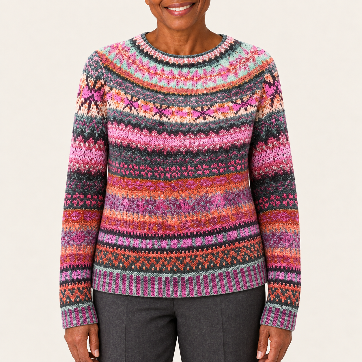 Ana-Gabriela – Mehrfarbiger Pullover Rosa – Produktansicht