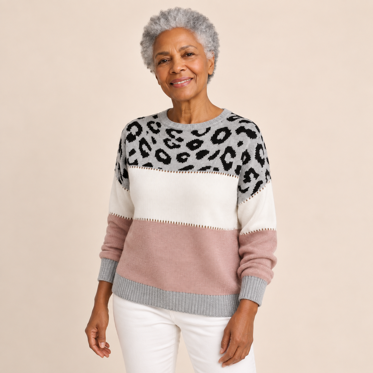 Ana-Gabriela – Leopardenpullover – Rosa