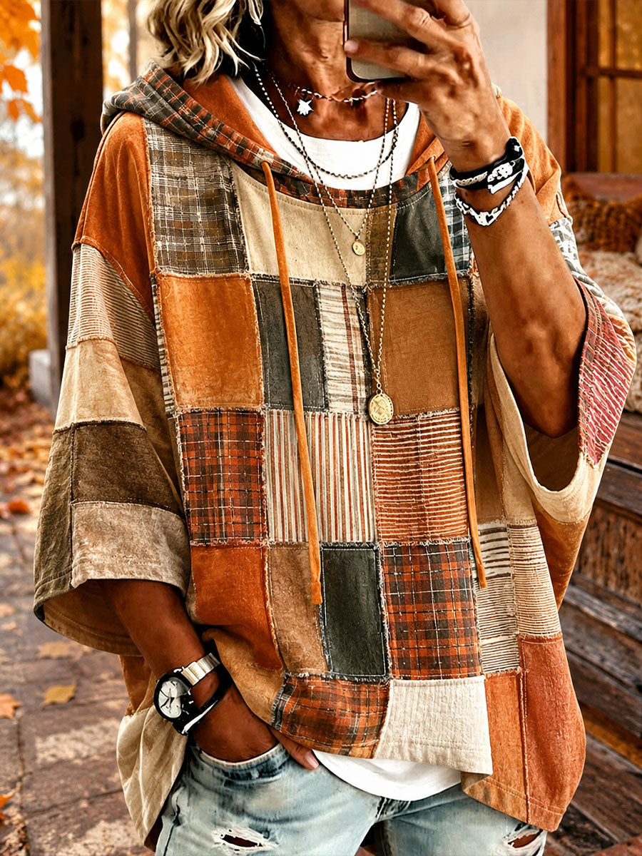 Herbst-Sweatshirt mit breiten Karostreifen – Wie abgebildet