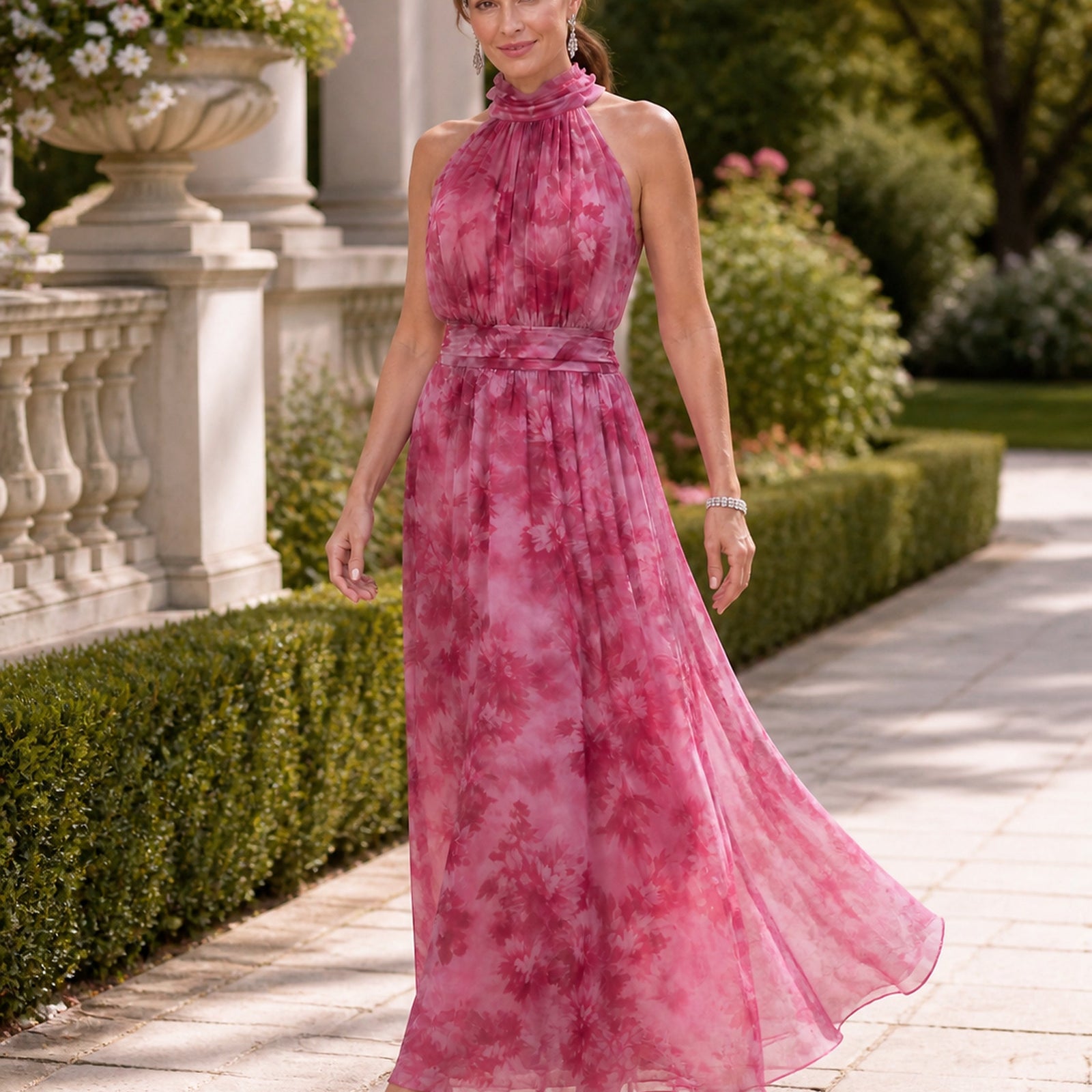 Avien rochie cu guler halter - vedere laterala