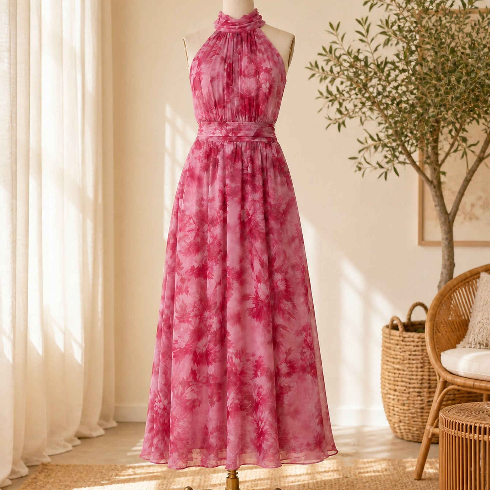 Avien rochie cu guler halter - prezentare pe manechin