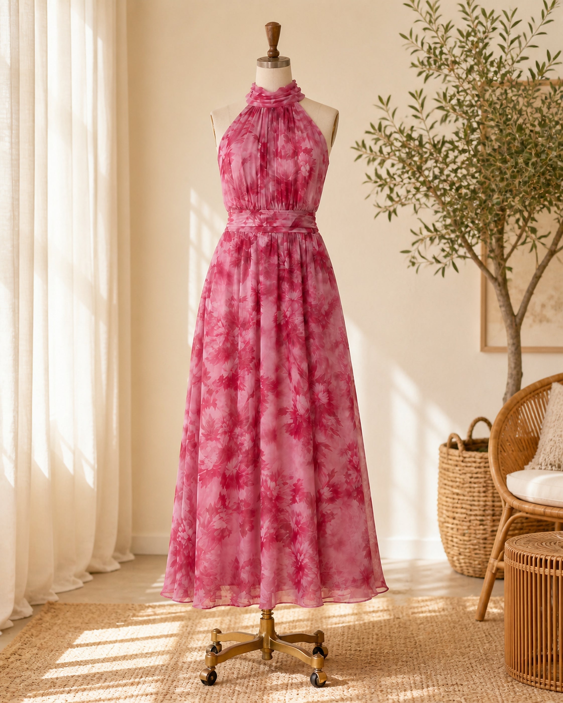 Avien rochie cu guler halter - prezentare pe manechin