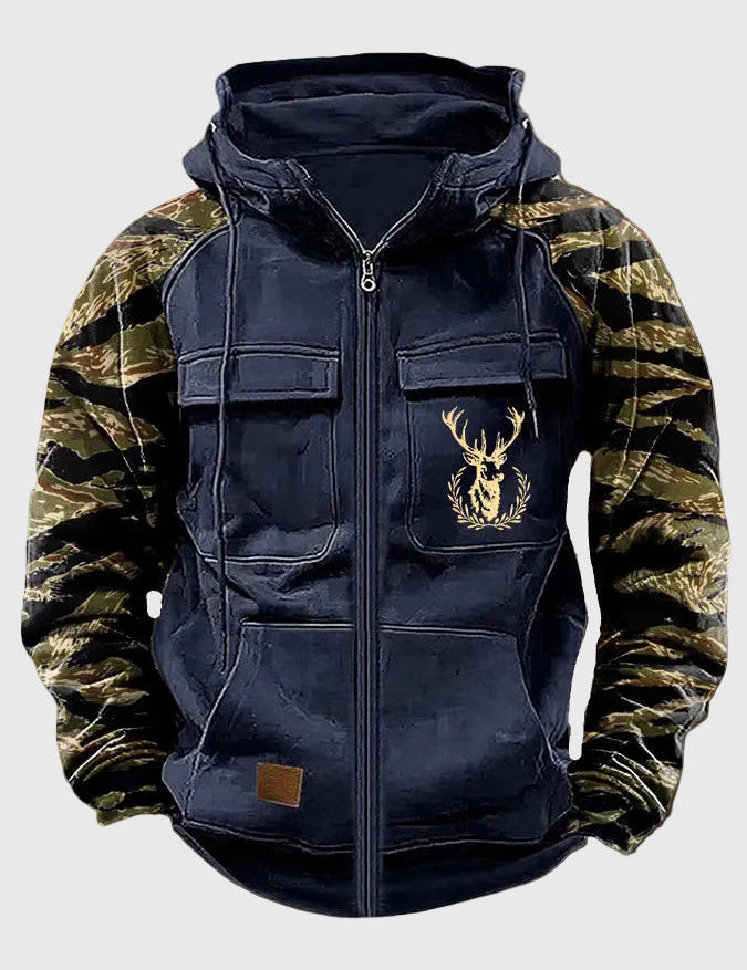 Neil | Men's hooded jacket with pockets and drawstring Grün