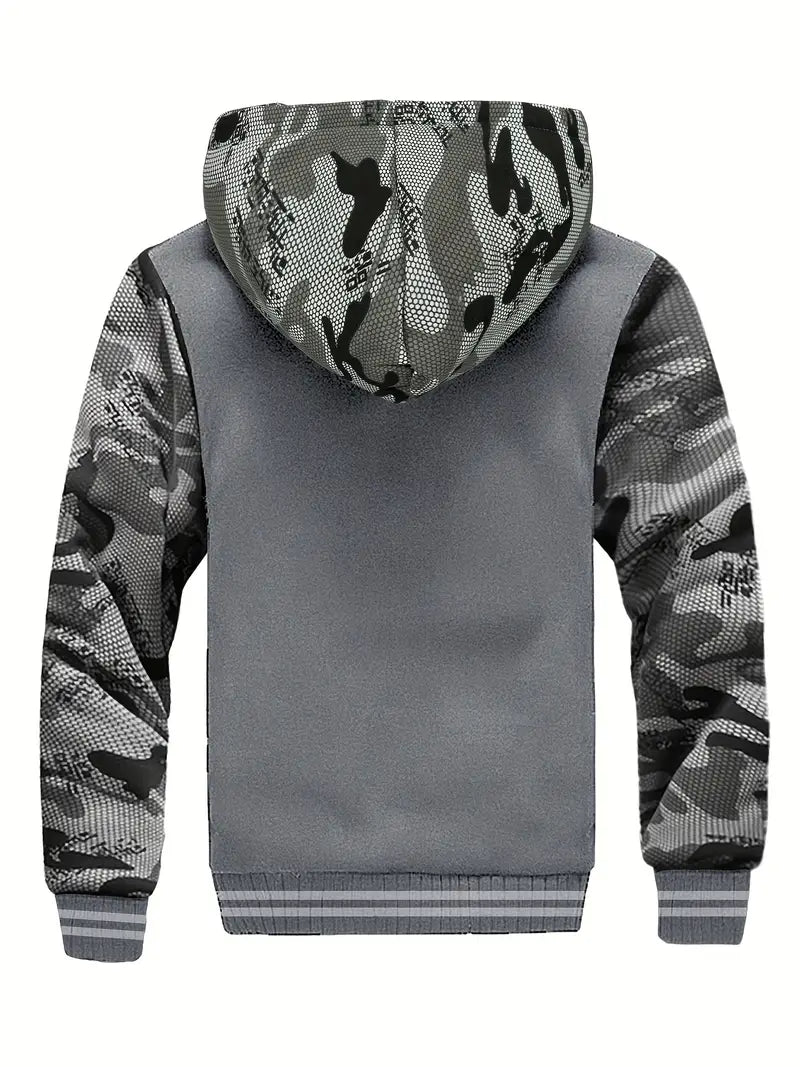 Noah - Warm Men's Fleece Jacket with Hood Schwarz