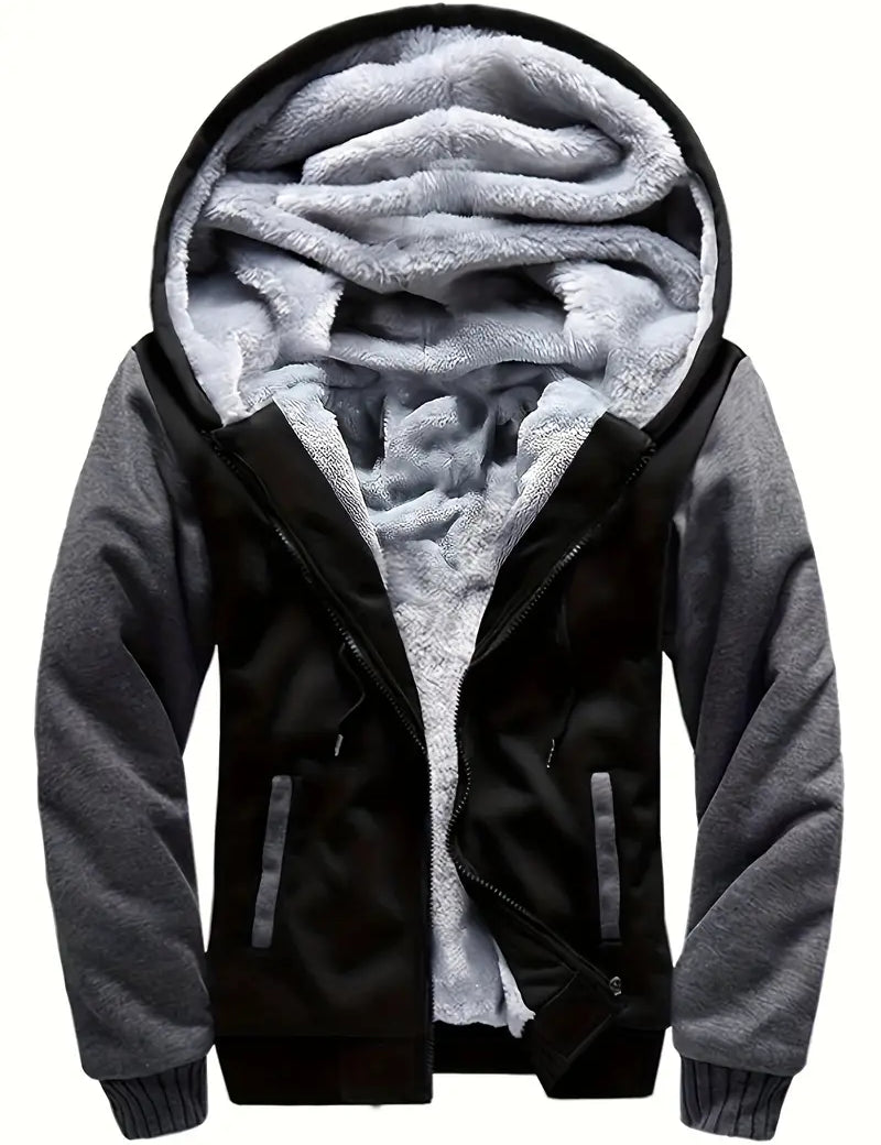 Noah - Warm Men's Fleece Jacket with Hood Graphite Color