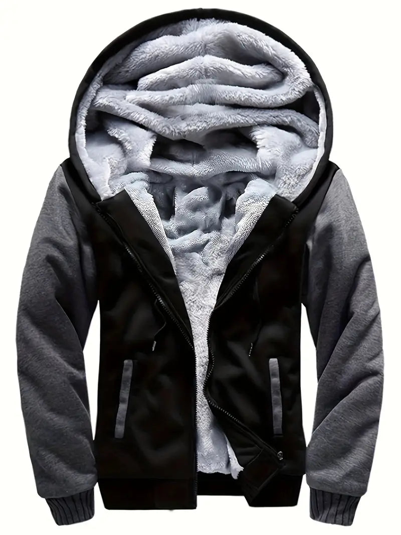 Noah - Warm Men's Fleece Jacket with Hood Graphite Color