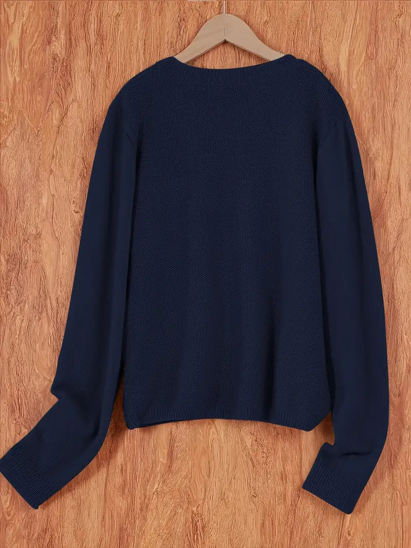 Eugenia | Damen crew-neck Cardigan mit Knöpfe und Tasche – Bild 3