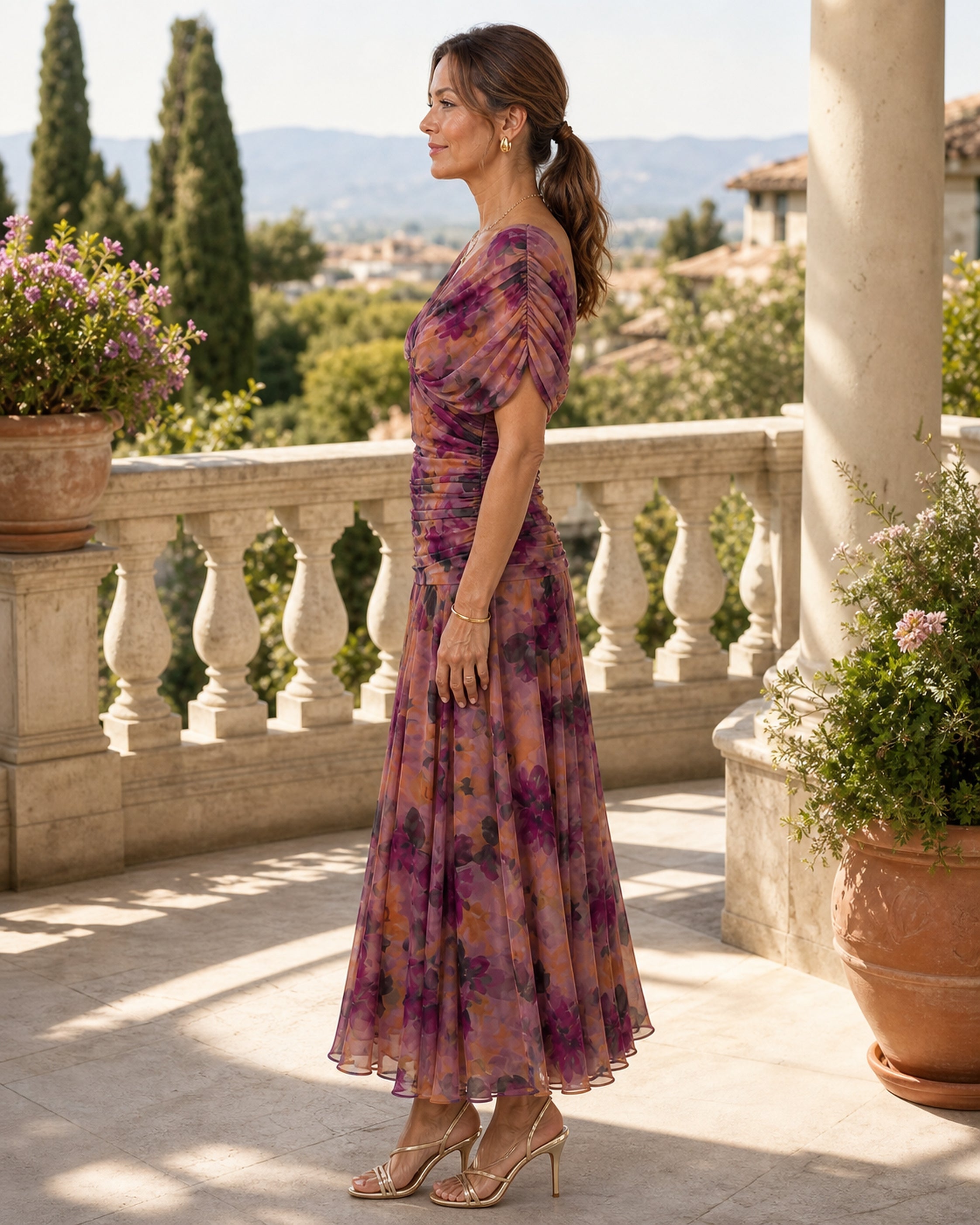 Rochie Calen violet, vedere laterală
