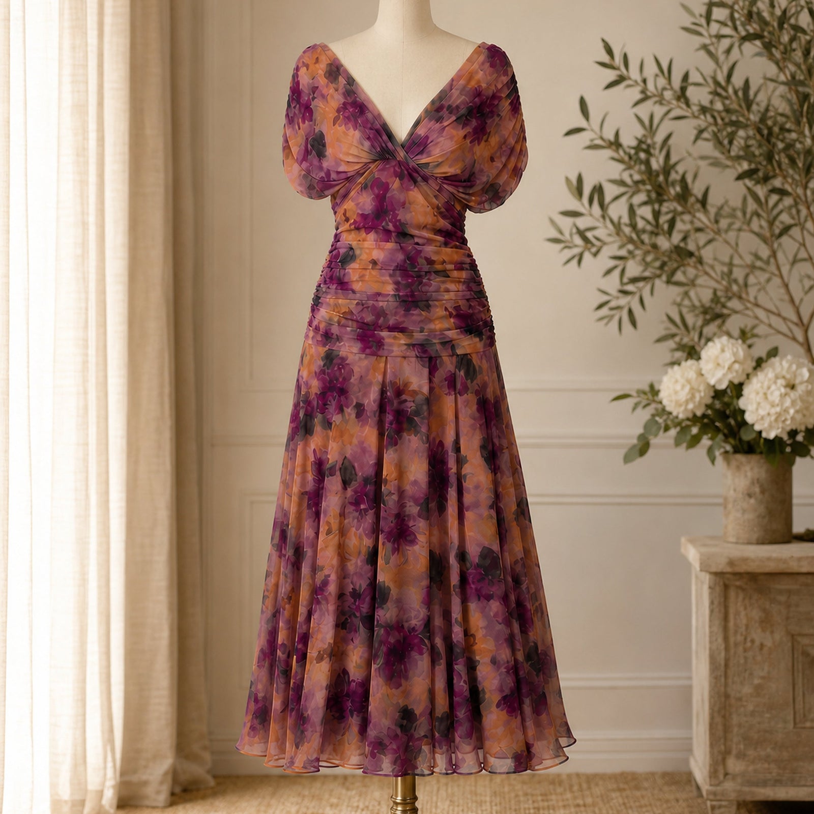 Rochie Calen violet pe manechin