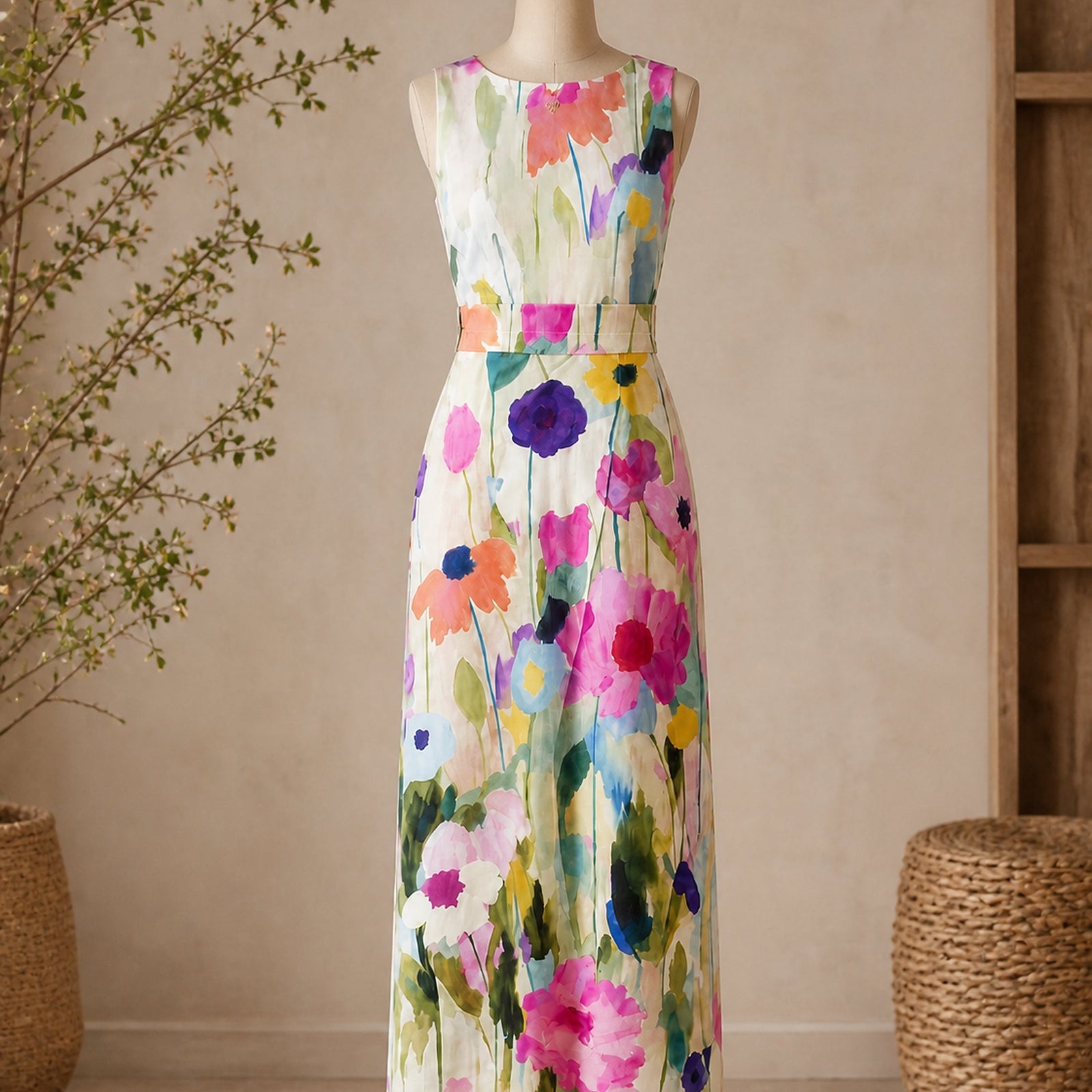 Carmina – rochie florală pe manechin