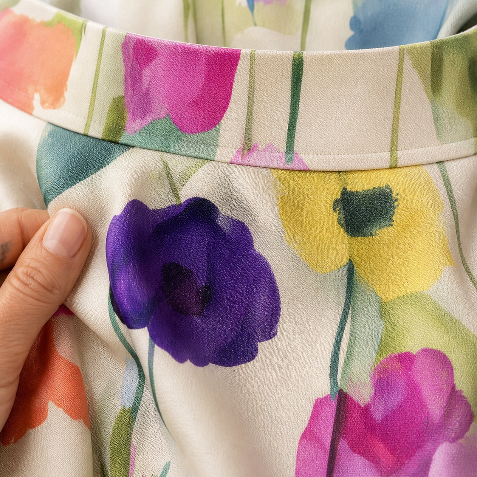 Carmina – detaliu apropiat al țesăturii florale