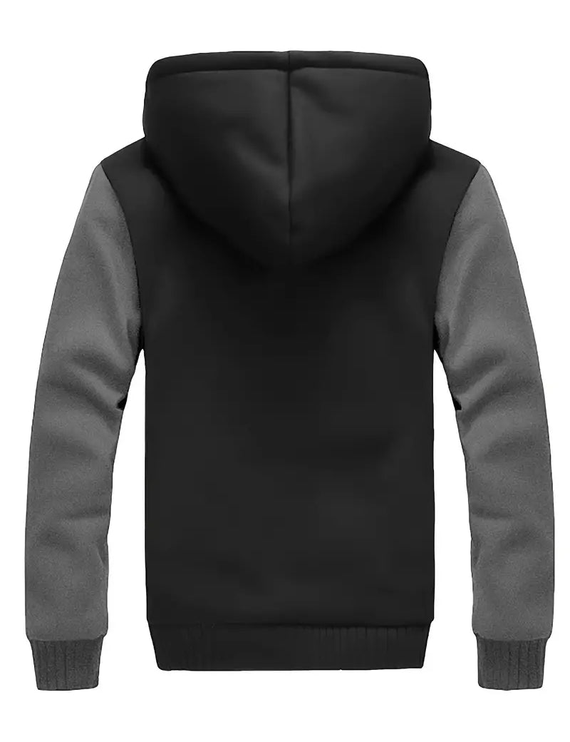 Noah - Warm Men's Fleece Jacket with Hood Graphite Color