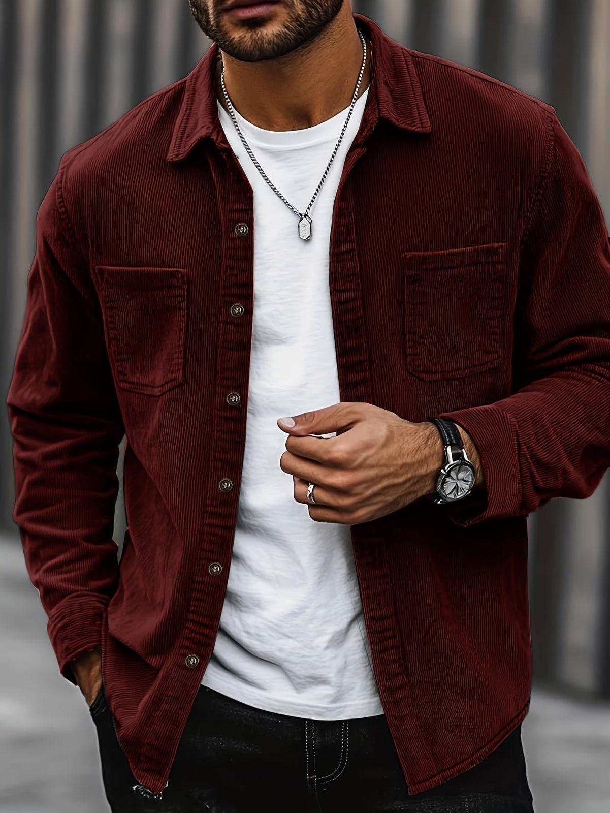 Johan | Men's shirt jacket with buttons and pockets Degree