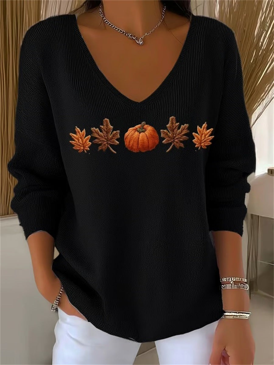 Lydia | Sweatshirt mit Kürbismotiv und Blättermotiv – Produktansicht 2