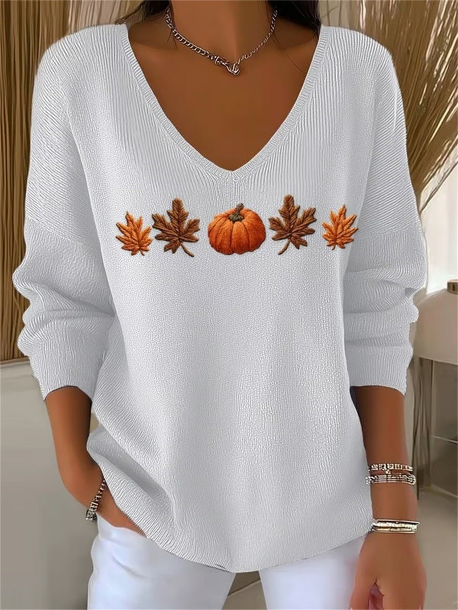 Lydia | Sweatshirt mit Kürbismotiv und Blättermotiv – Produktansicht 3