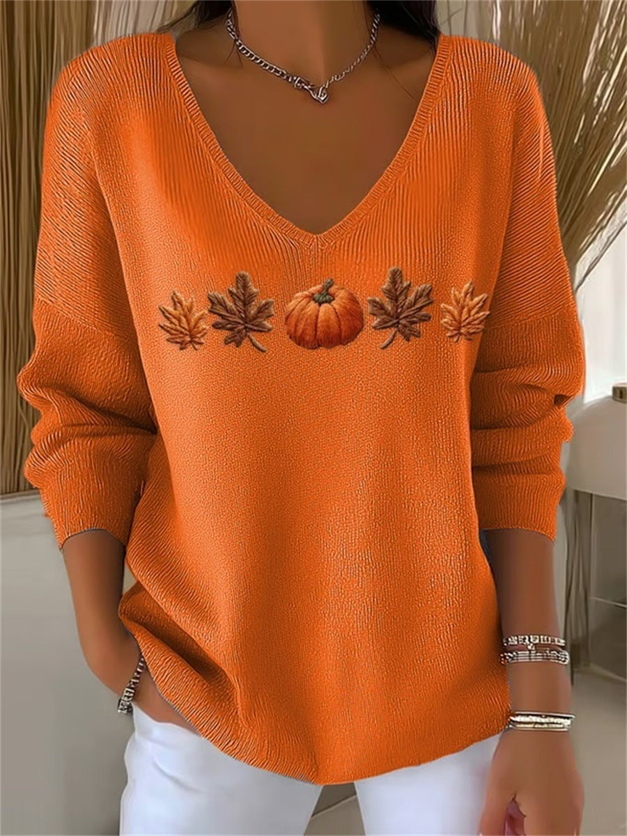 Lydia | Sweatshirt mit Kürbismotiv und Blättermotiv – Produktansicht 1