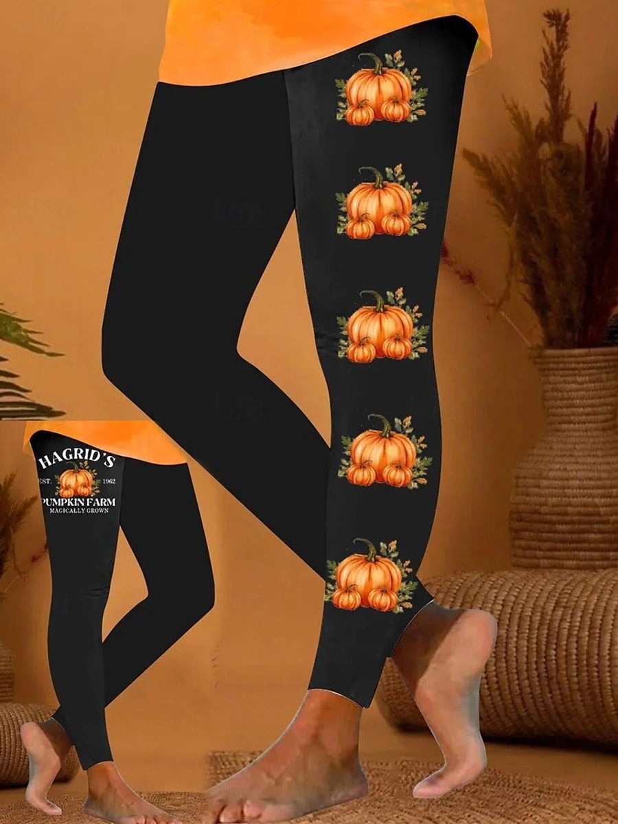 Penelope | Leggings mit Kürbismotiv – Produktansicht 1