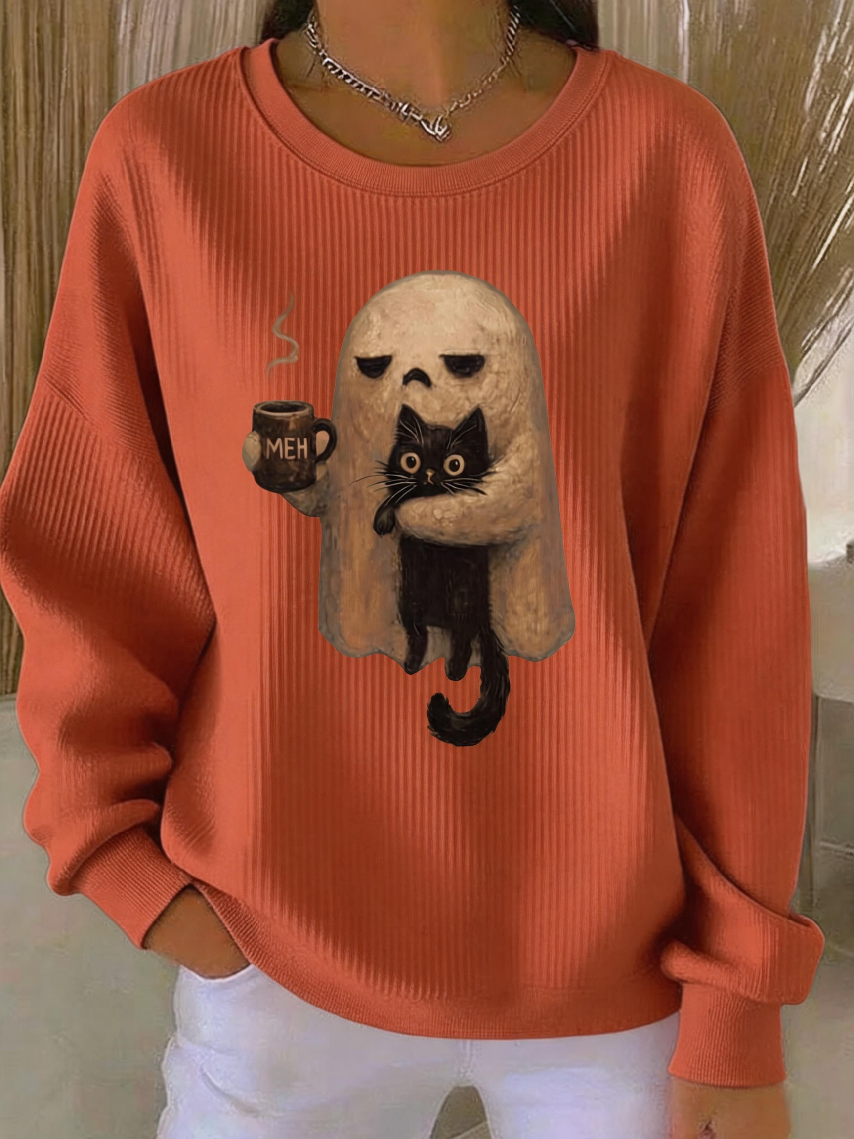 Savannah | Sweatshirt mit Katzenmotiv und Geistermotiv – Produktansicht 1