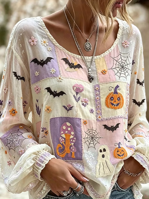 Deborah | Bluse mit Halloween-Motiv – Produktansicht 3