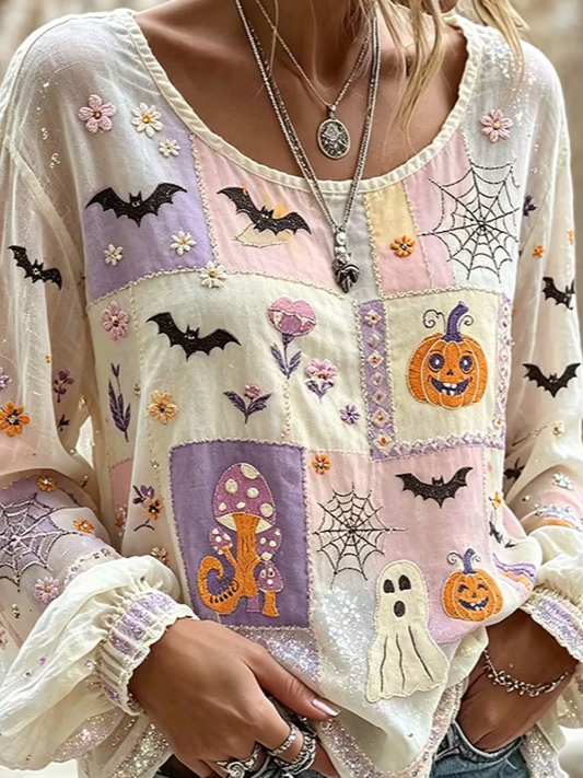 Deborah | Bluse mit Halloween-Motiv – Produktansicht 2