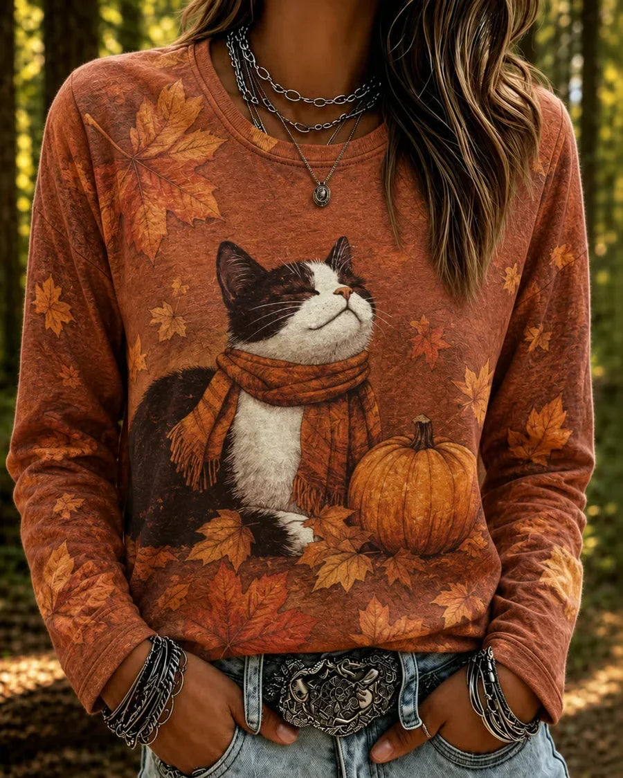 Judith | Langarmshirt mit Katzenmotiv – Produktansicht 1