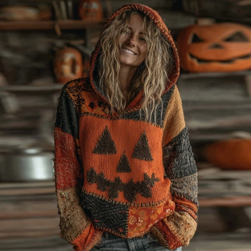Skylar | Hoodie mit Kürbismotiv – Produktansicht 2