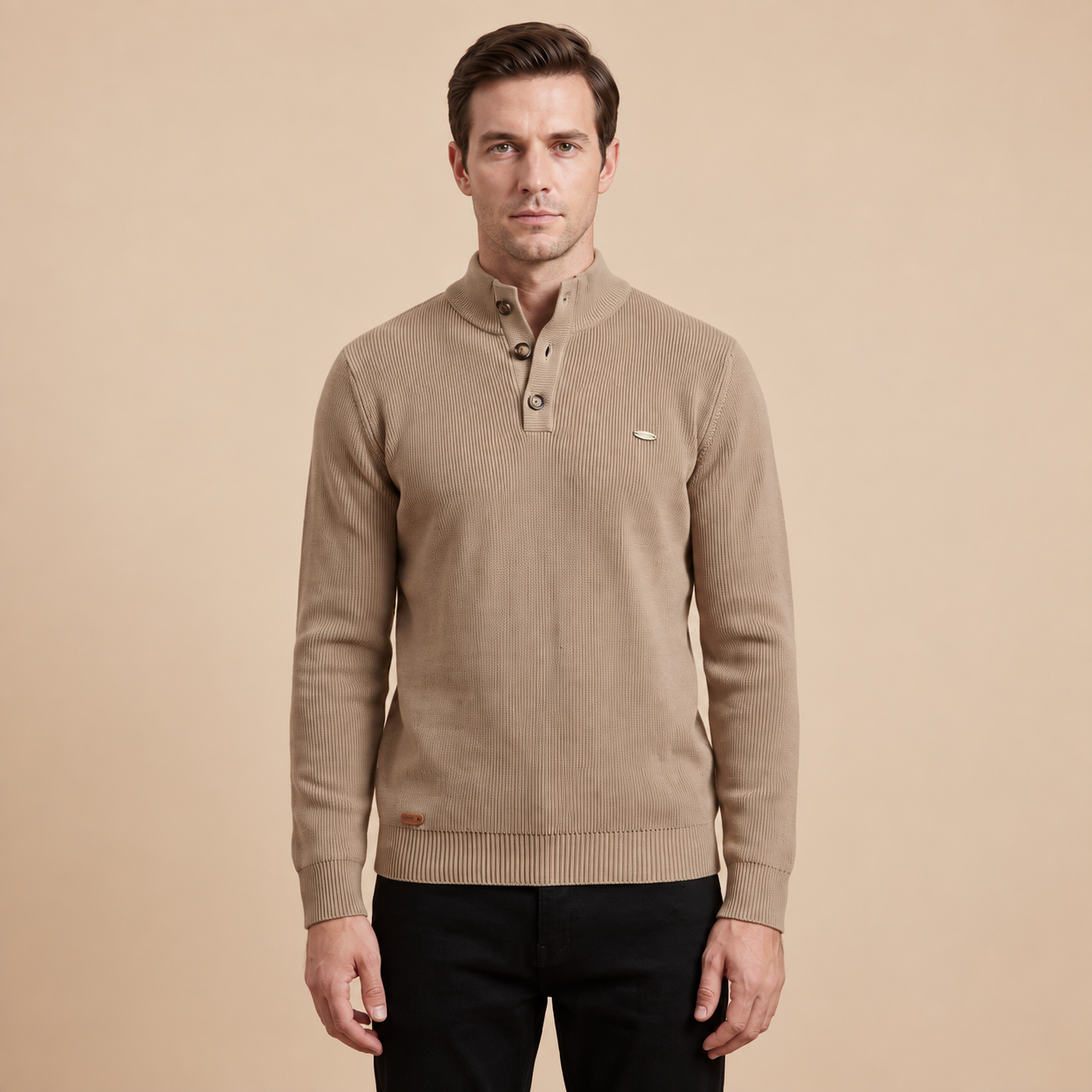 Cezar Herrenpullover – Khaki – Originalaufnahme angepasst