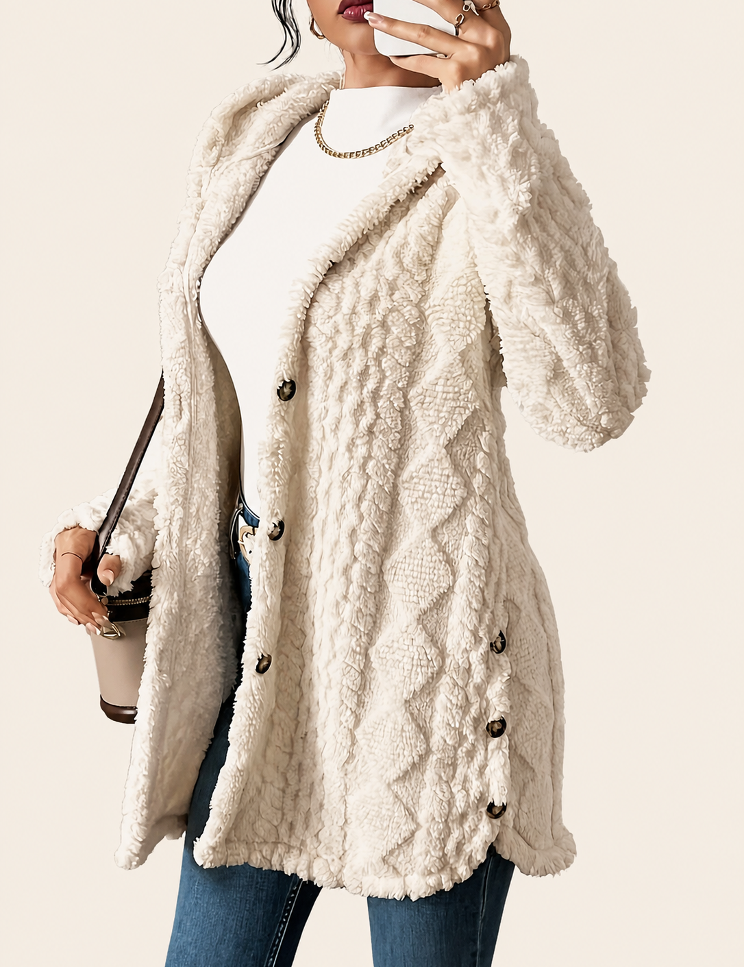 Chloe | Plush Kapuzenjacke Cardigan – uniforme Produktaufnahme
